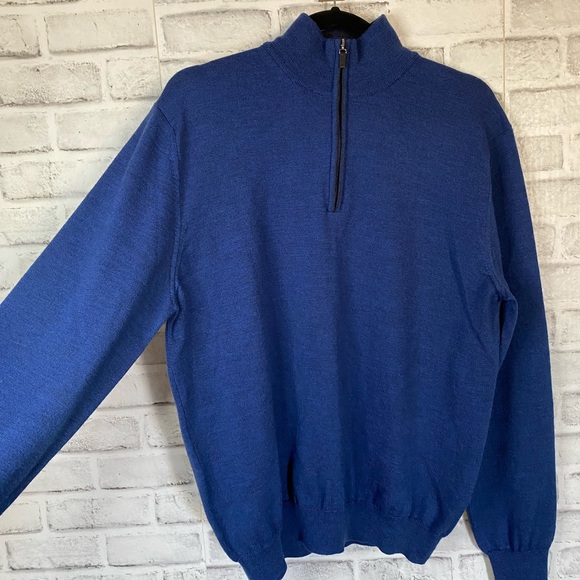 Saks Fifth Avenue Blue Merino Wool Sweater - Picture 2 of 8